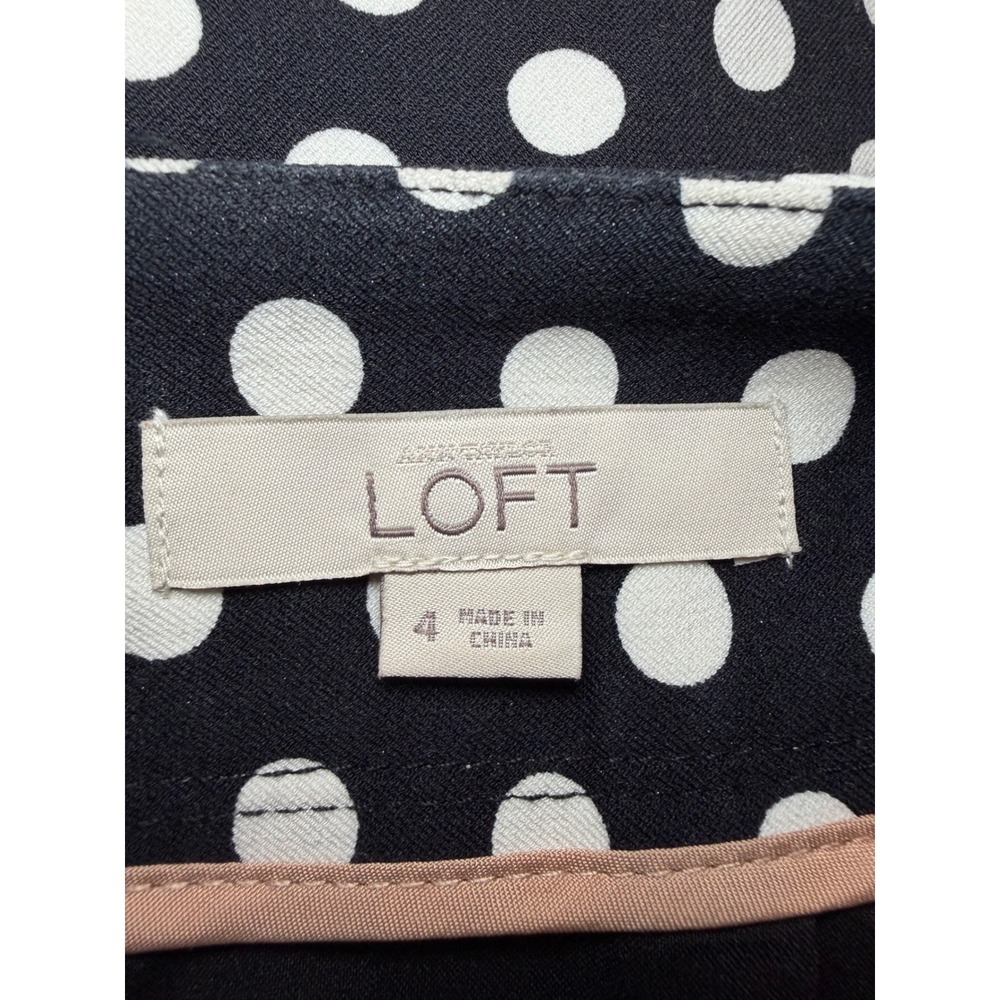 Ann Taylor LOFT Black White Polka Dot Pencil Skirt Size 4 Workwear Knee Length - Picture 4 of 5